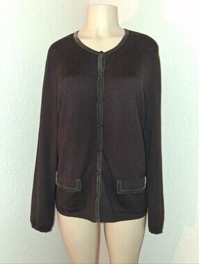 JUDITH HART BROWN BUTTON UP SWEATER SZ 1X
